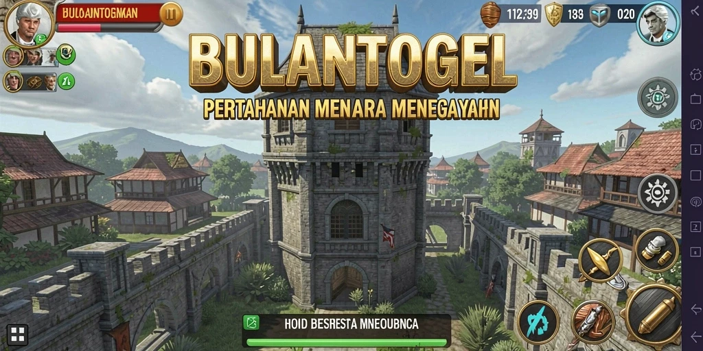 Screenshot gameplay BULANTOGEL menampilkan aksi pertahanan menara yang intens.
