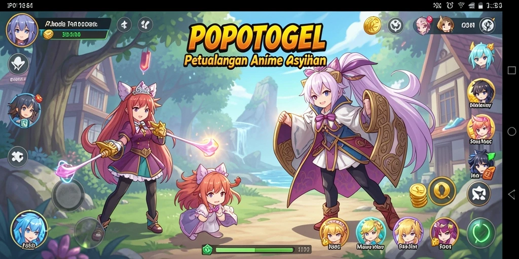 Tampilan screenshot dari gameplay POPOTOGEL yang menampilkan karakter anime.